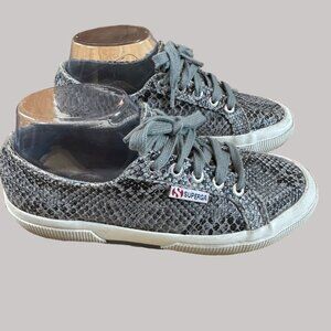 Superga Womens Snakeskin Print Low-Top Casual Fashion Sneakers Size 37
